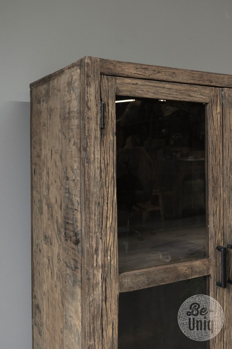 Be-Uniq Vitrinekast Oud Hout | Limited Edition | H140xB90xD45 cm