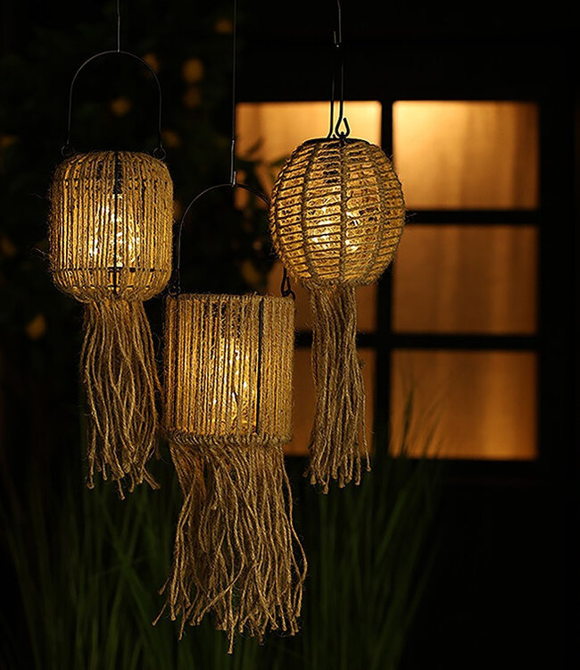 Countryfield Set Van 3 Solar Hanglampen Joris | Naturel | H15xB13,5 cm