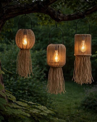 Rene Houtman Set Van 3 Solar Hanglampen | Naturel | H15xB13,5 cm
