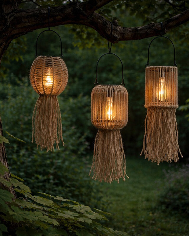 Rene Houtman Set Van 3 Solar Hanglampen | Naturel | H15xB13,5 cm