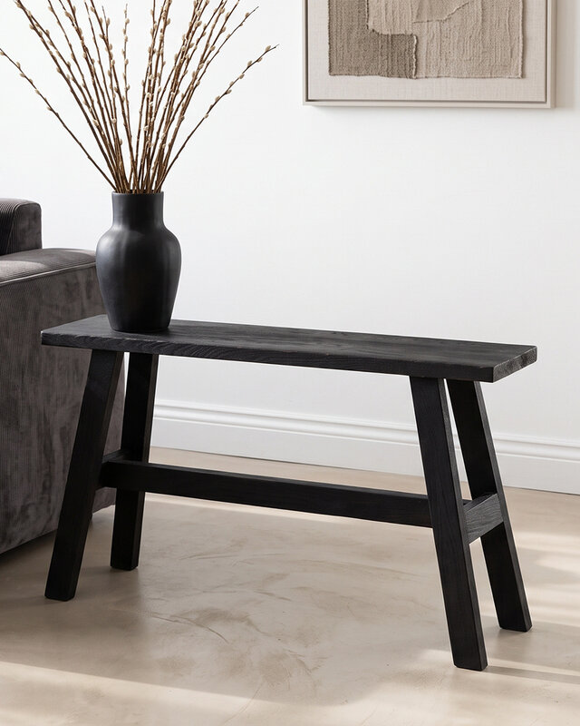 Raw Materials Amsterdam Factory Bushalte Bank | Groot | Zwart | L85 x B20 x H50 cm