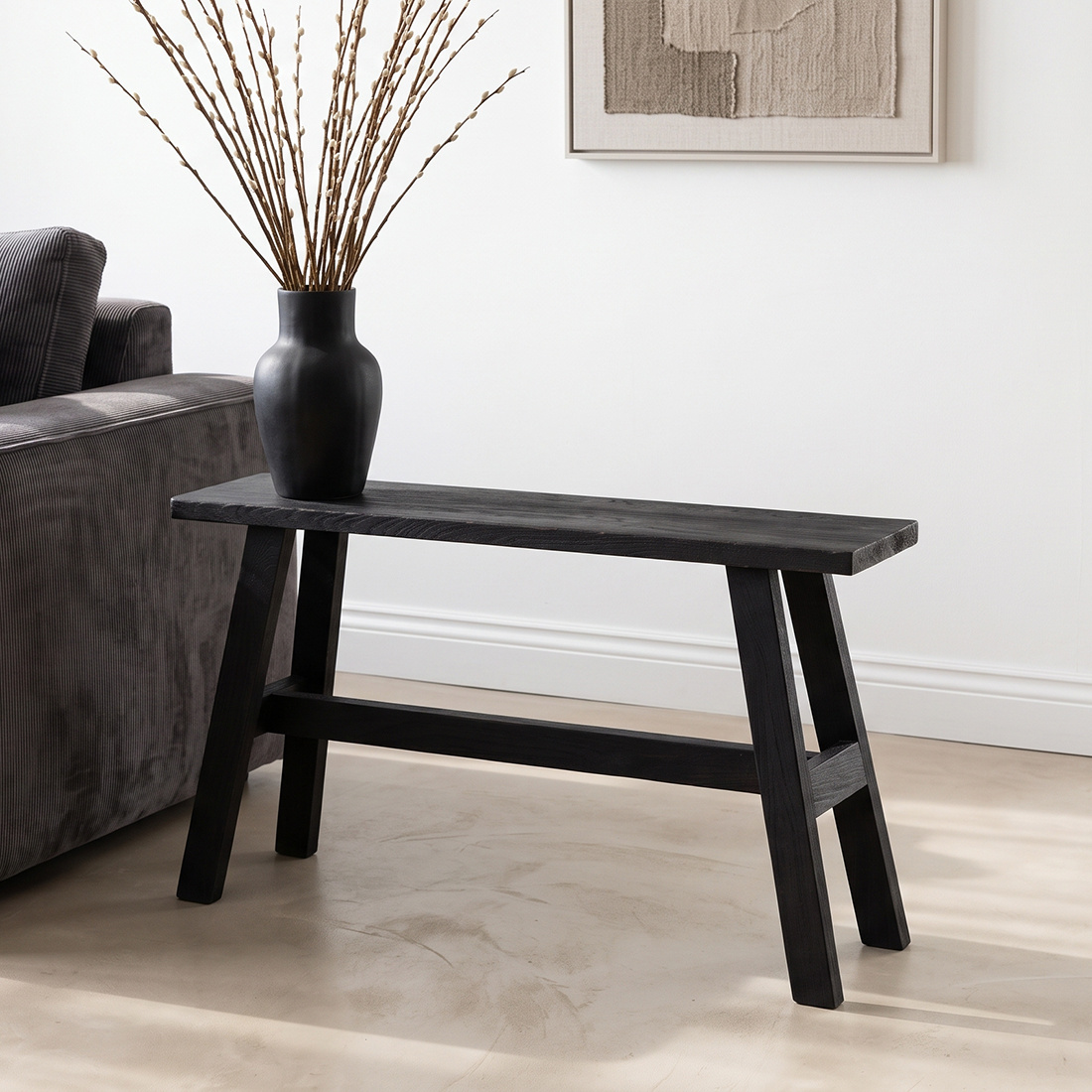 Raw Materials Amsterdam Factory Bushalte Bank | Groot | Zwart | L85 x B20 x H50 cm