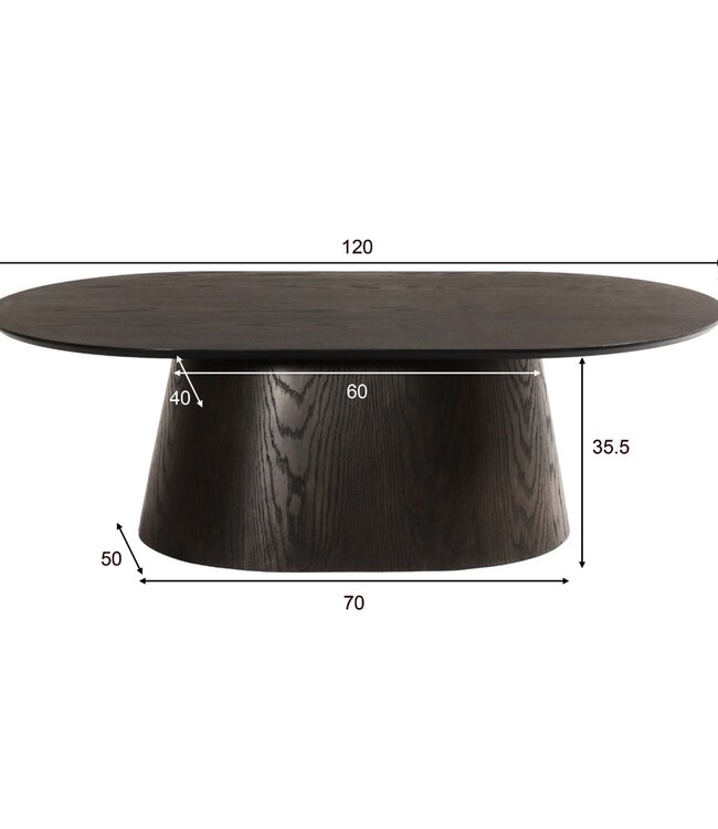 Livingfurn Salontafel Novero | Espresso | Ovaal | B120 cm