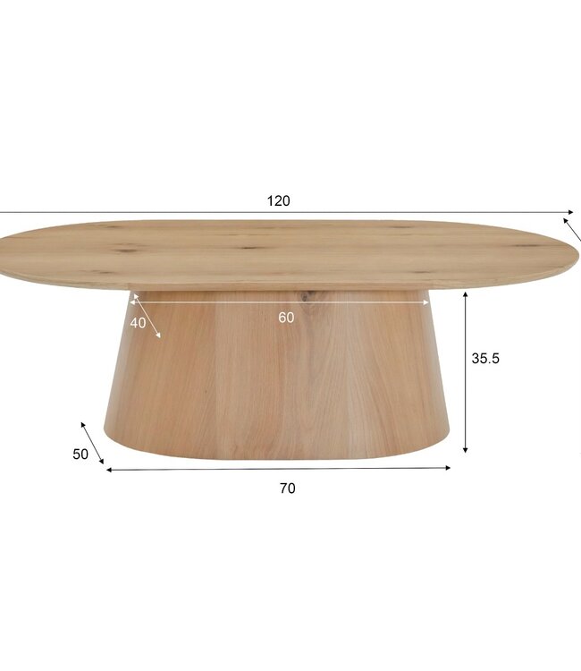 Livingfurn Salontafel Novero | Ovaal | Naturel | B120 cm
