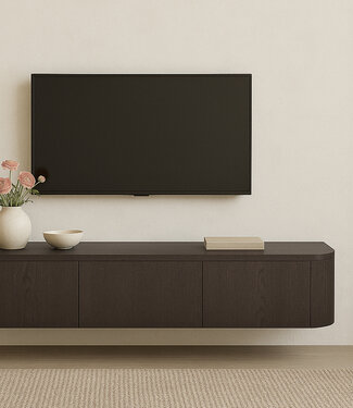 Livingfurn Zwevend TV-Meubel Novero | Espresso | B180cm