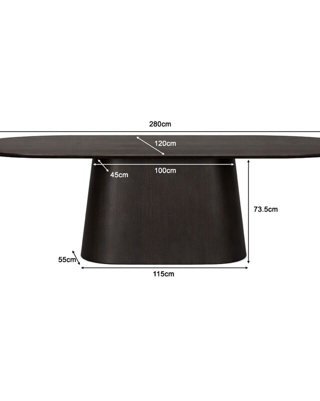 Livingfurn Eettafel Novero | Espresso | H76xB280xD120 cm