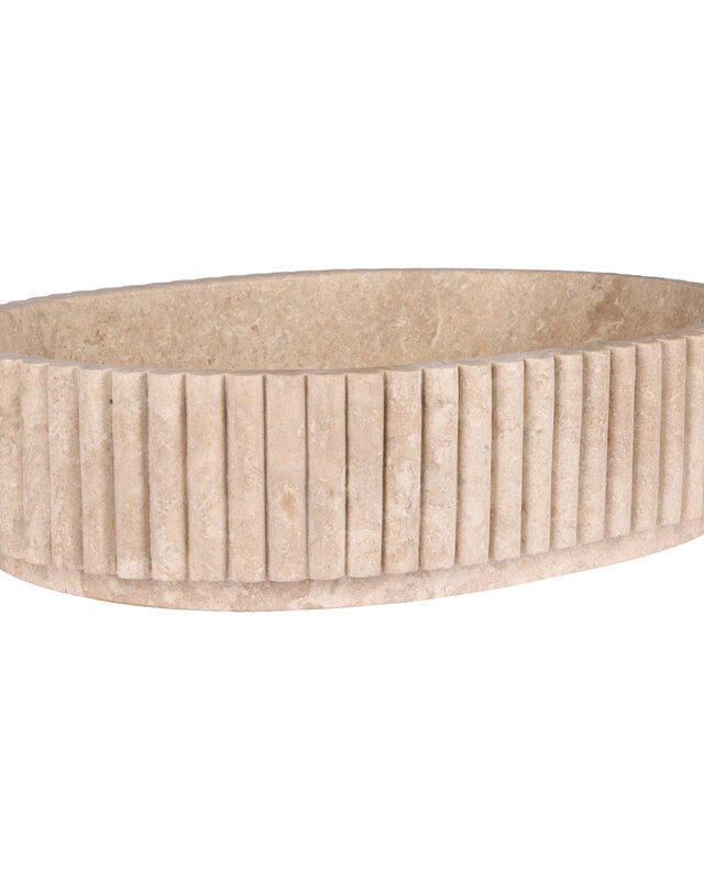 Rene Houtman Waskom Marmer Ovaal Ribbed – B50 x D35 x H12 cm