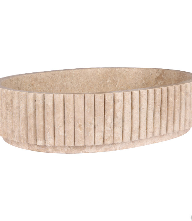 Rene Houtman Waskom Marmer Ovaal Ribbed – B50 x D35 x H12 cm