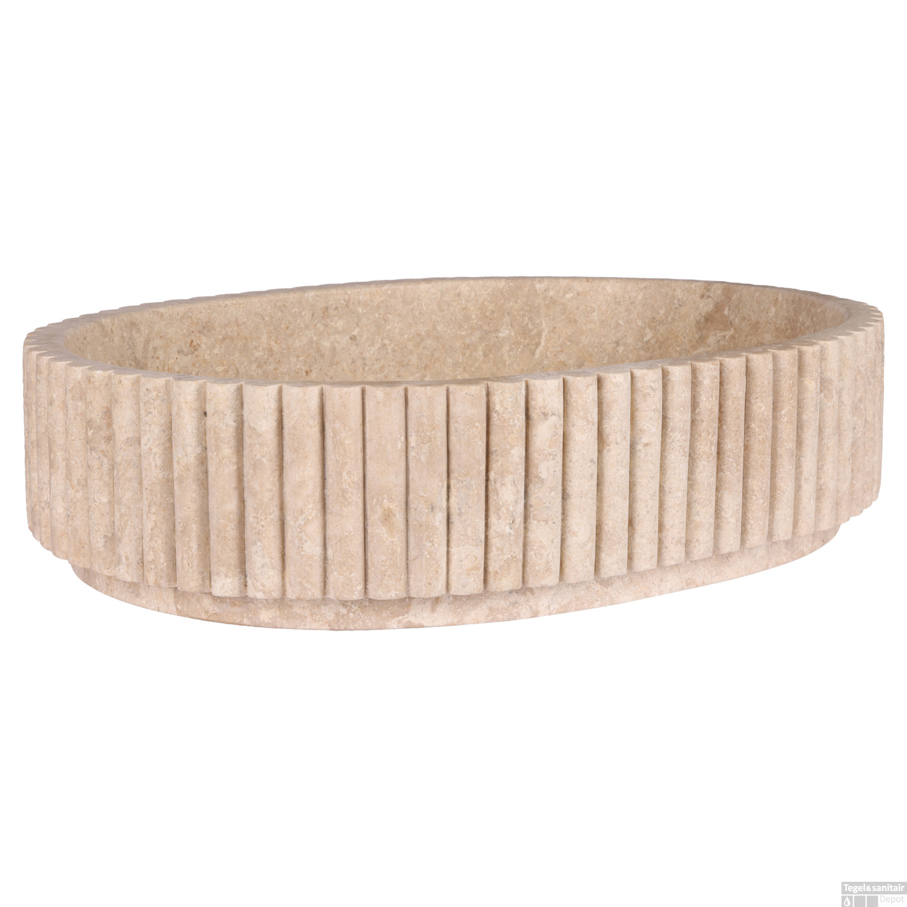 Rene Houtman Waskom Marmer Ovaal Ribbed – B50 x D35 x H12 cm