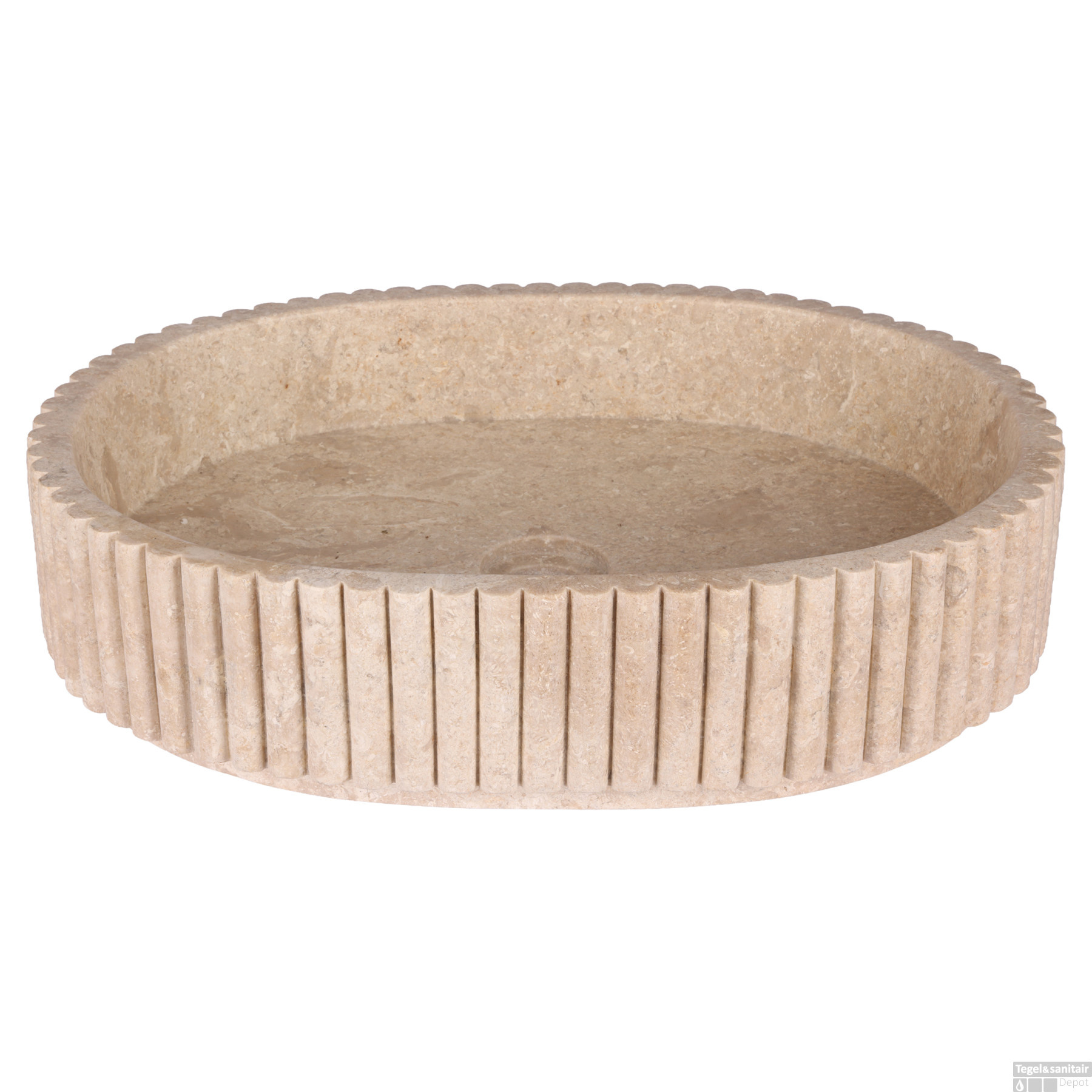 Rene Houtman Waskom Marmer Ovaal Ribbed – B50 x D35 x H12 cm
