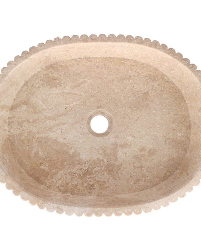 Rene Houtman Waskom Marmer Ovaal Ribbed – B50 x D35 x H12 cm
