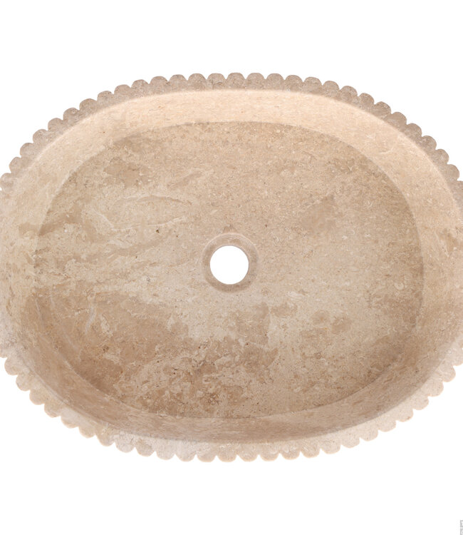 Rene Houtman Waskom Marmer Ovaal Ribbed – B50 x D35 x H12 cm