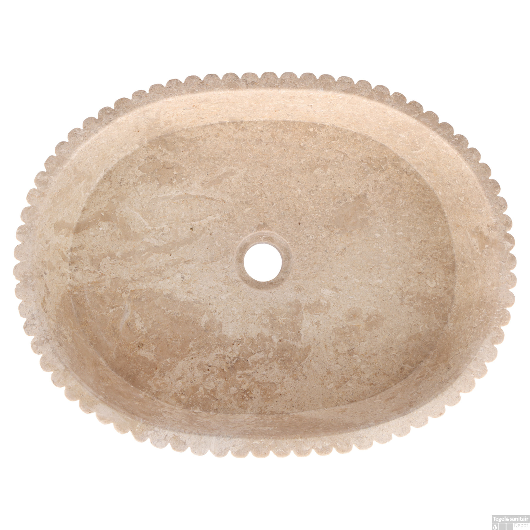 Rene Houtman Waskom Marmer Ovaal Ribbed – B50 x D35 x H12 cm