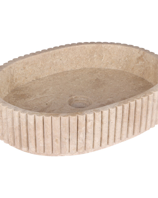 Rene Houtman Waskom Marmer Ovaal Ribbed – B50 x D35 x H12 cm