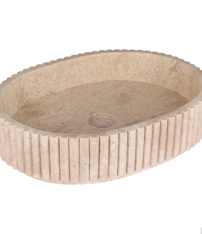 Rene Houtman Waskom Marmer Ovaal Ribbed – B50 x D35 x H12 cm