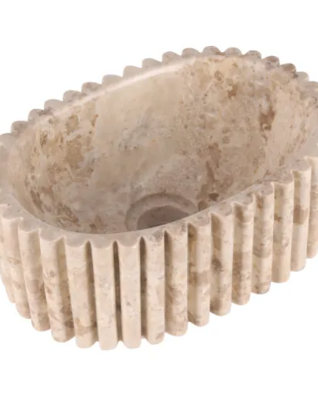 Rene Houtman Waskom Marmer Ovaal Geribbeld B30 x D20 x H12 cm