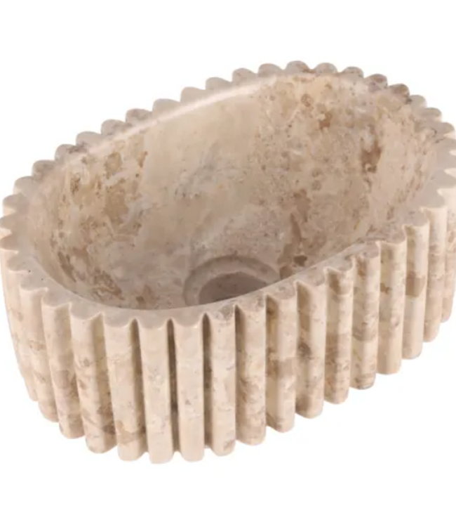 Rene Houtman Waskom Marmer Ovaal Geribbeld B30 x D20 x H12 cm