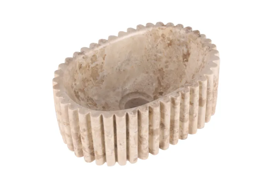 Rene Houtman Waskom Marmer Ovaal Geribbeld B30 x D20 x H12 cm