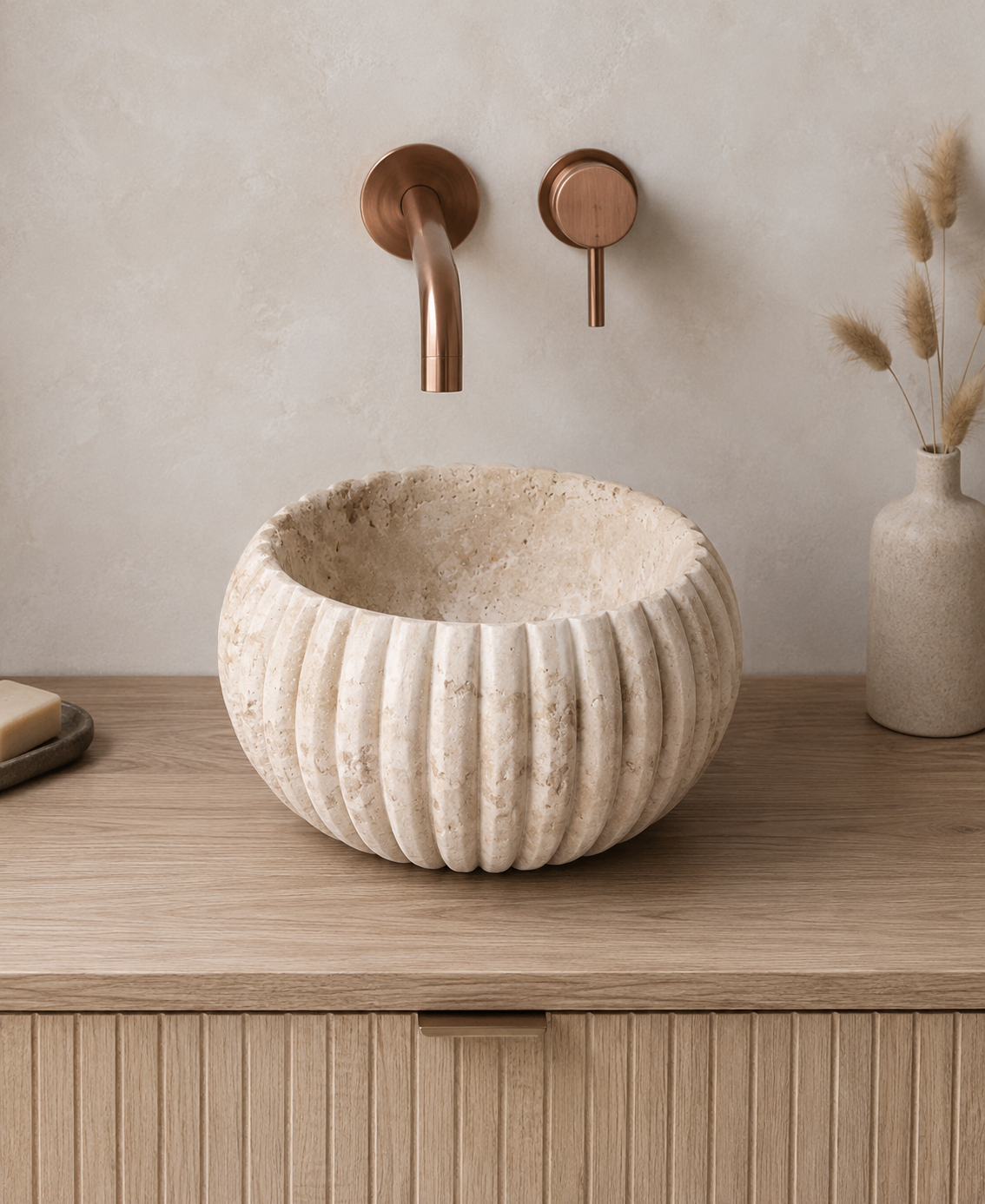 Rene Houtman Waskom Marmer Beige Rond Ø25 x 12 cm