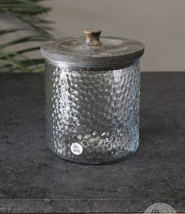 Be-Uniq Glazen Pot | Reliëfglas | Set Van 4 | H20 x D17 cm