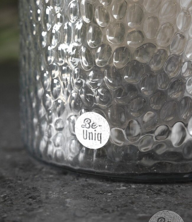 Be-Uniq Glazen Pot | Reliëfglas | Set Van 4 | H20 x D17 cm