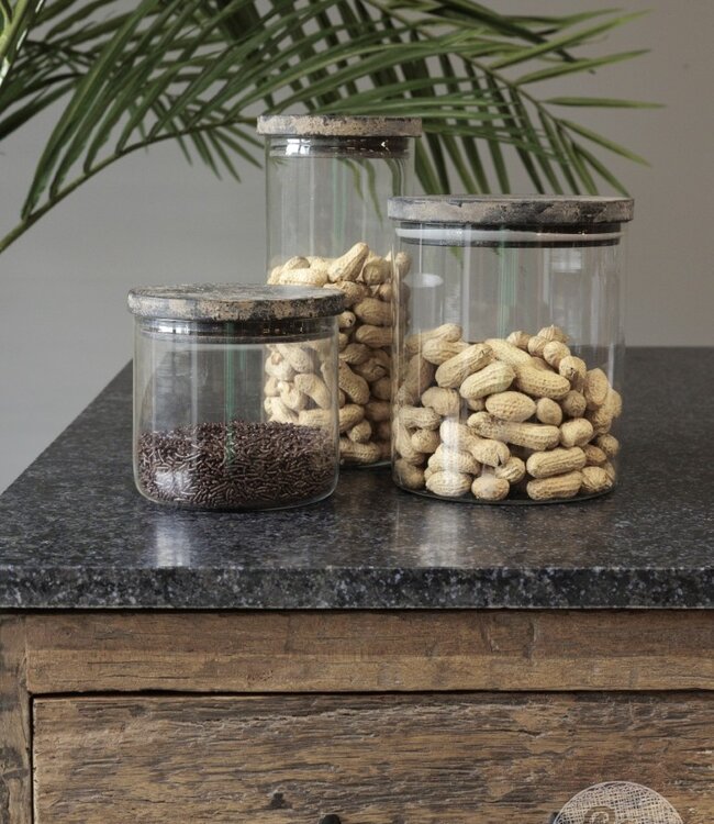 Be-Uniq Glazen Pot Glad | Medium | Set Van 2 | H16 x D14 cm