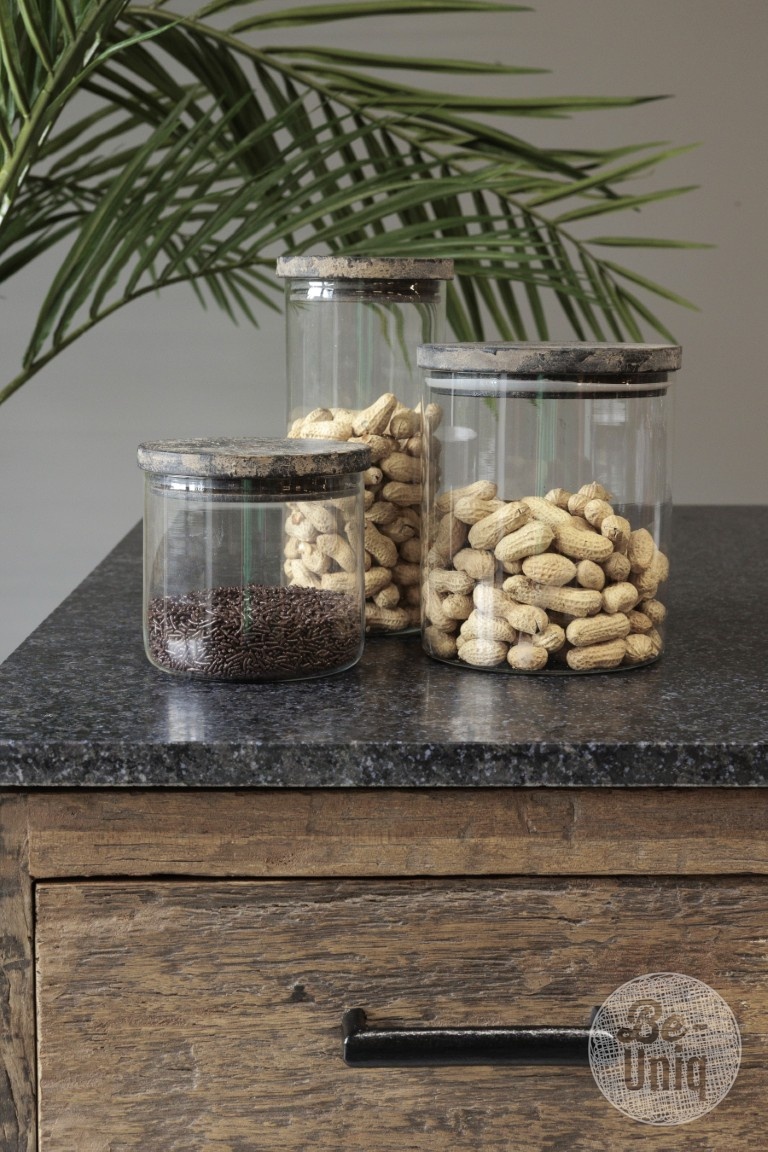 Be-Uniq Glazen Pot Glad | Small | Set Van 2 | H11 x D12 cm