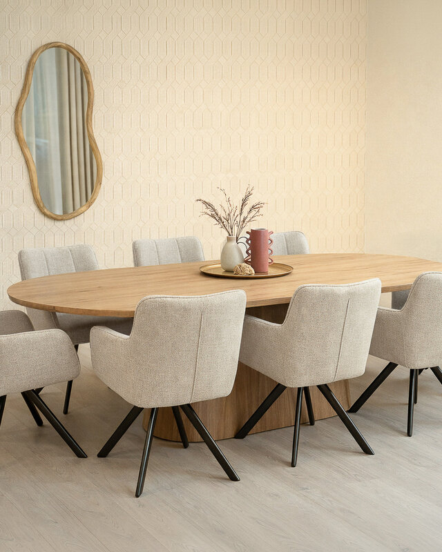 Livingfurn Eettafel Novero | Naturel | H76xB280xD120 cm