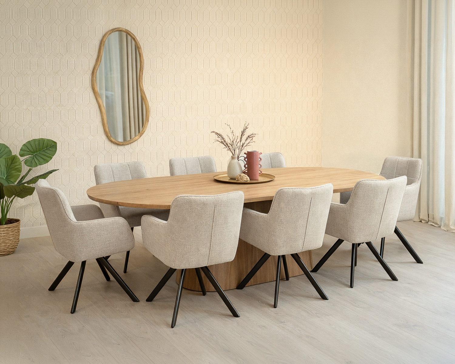 Livingfurn Eettafel Novero | Naturel | H76xB280xD120 cm