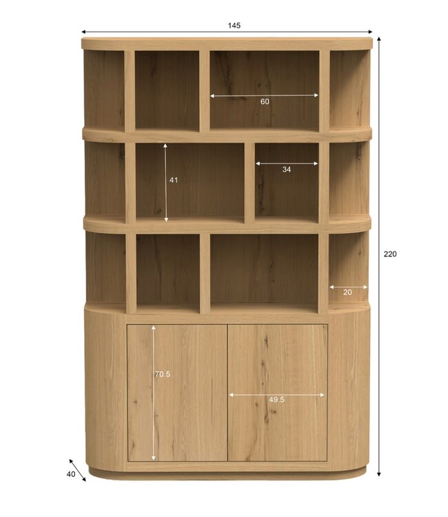 Livingfurn Kast Novero | H220 x B145 x D40 cm