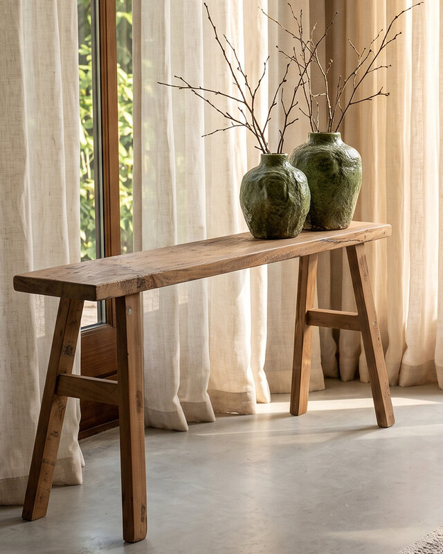 Raw Materials Amsterdam Java carpenter bijzettafel/bankje - Gerecycled hout - 80x17x50 cm