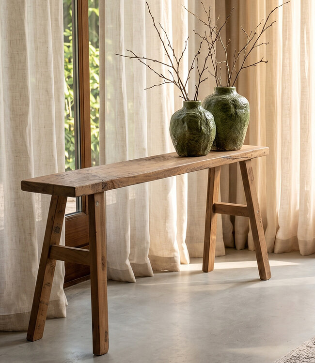 Raw Materials Amsterdam Java carpenter bijzettafel/bankje - Gerecycled hout - 80x17x50 cm