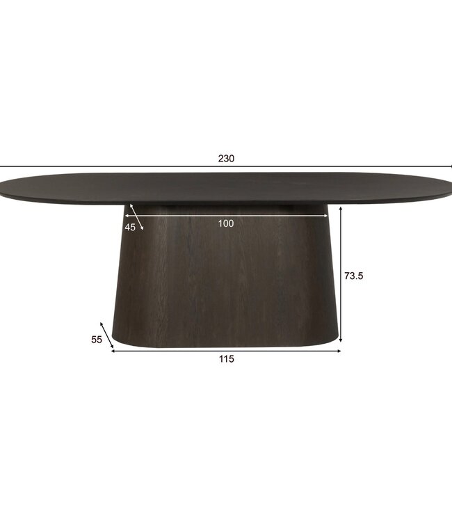 Livingfurn Eettafel Novero | Espresso | H76xB230xD110 cm