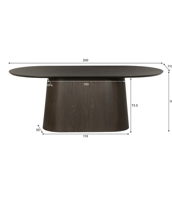 Livingfurn Eettafel Novero | Espresso | H76xB200xD110 cm
