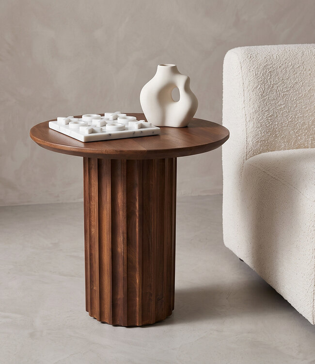 Raw Materials Amsterdam Bullnose Bijzettafel | Omgekeerd Bruin | H48 x D50 cm