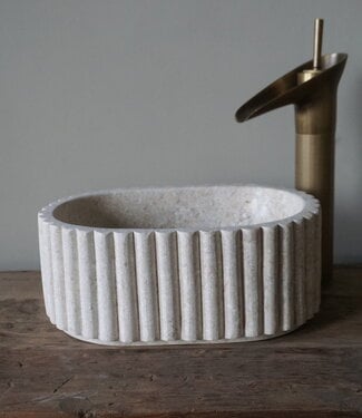 Rene Houtman Waskom Marmer Ovaal Geribbeld B30 x D20 x H12 cm