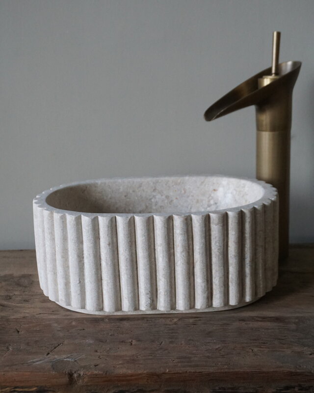 Rene Houtman Waskom Marmer Ovaal Geribbeld B30 x D20 x H12 cm
