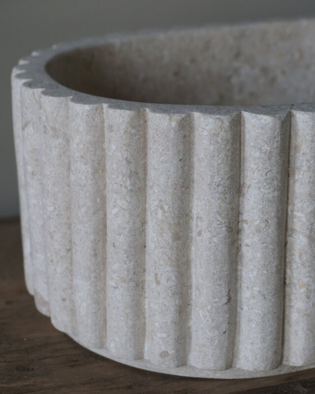 Rene Houtman Waskom Marmer Ovaal Geribbeld B30 x D20 x H12 cm