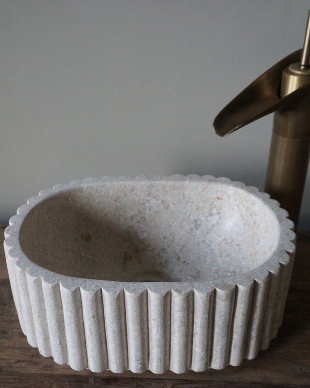 Rene Houtman Waskom Marmer Ovaal Geribbeld B30 x D20 x H12 cm
