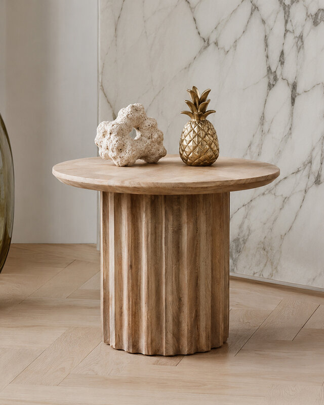 Raw Materials Amsterdam Bullnose Bijzettafel | Naturel | H40 x D55 cm