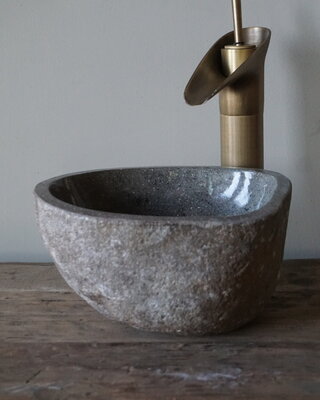Rene Houtman Kleine Stenen Waskom Riviersteen B25 x D22 x H13 Cm