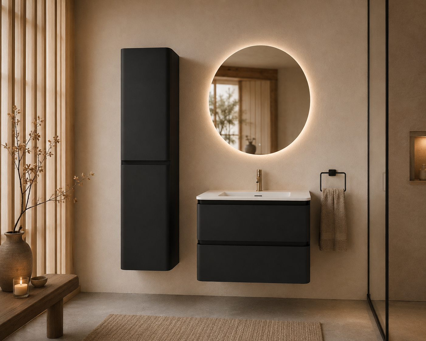 Rene Houtman Badkamermeubel Novira | Mat Zwart | 80 cm | Stel Samen