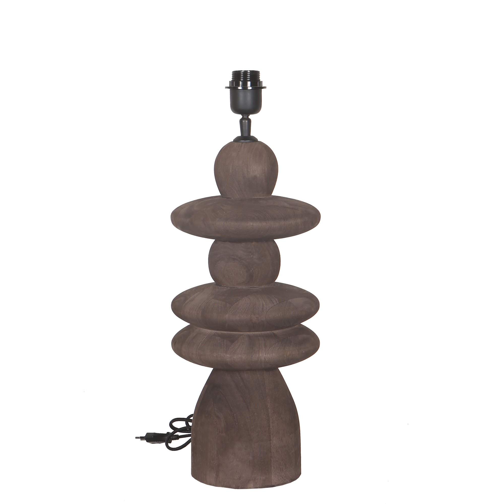 PTMD Callain Brown mangohouten tafellampvoet rond