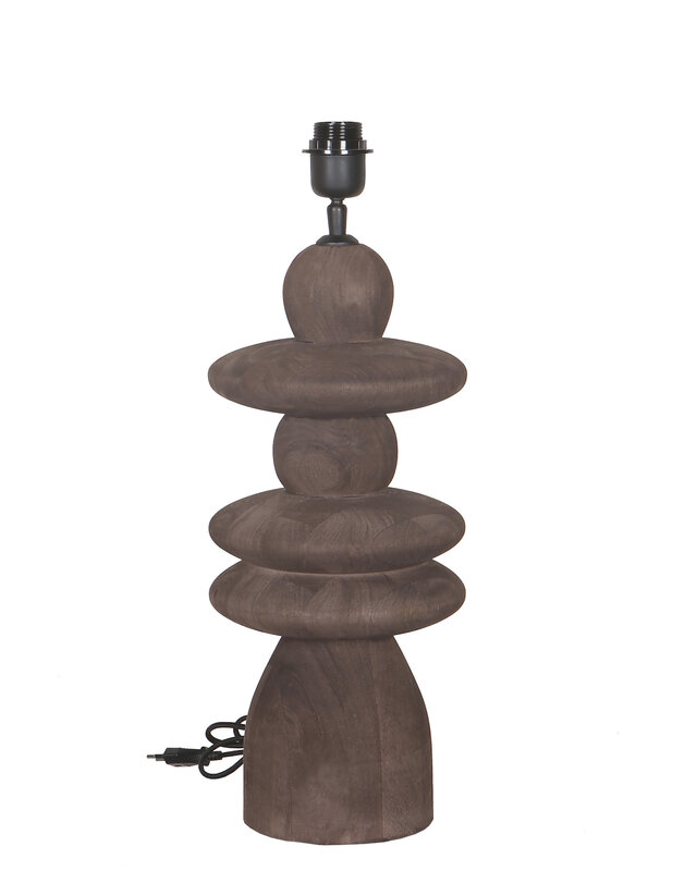 PTMD Callain Brown mangohouten tafellampvoet rond