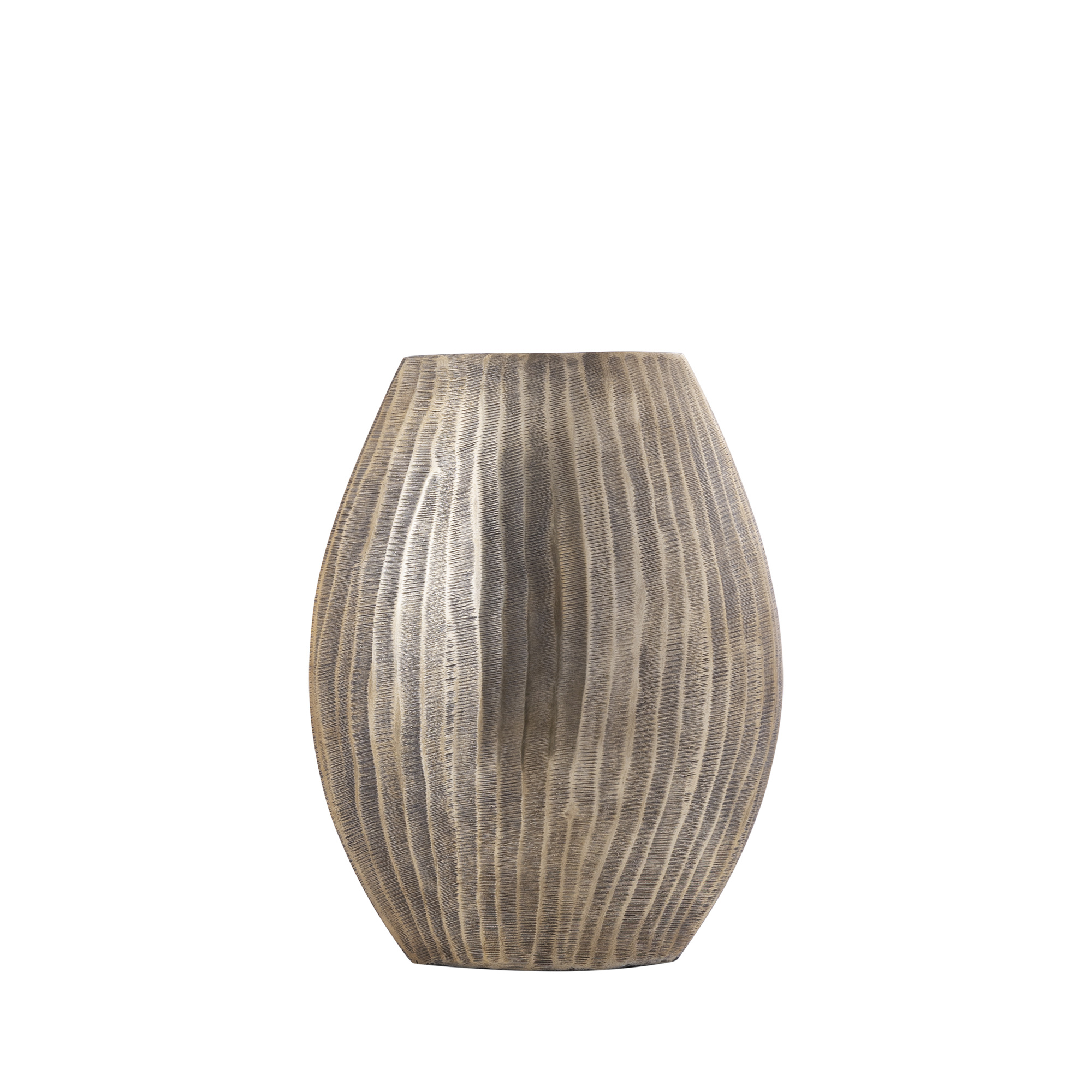 PTMD Jowad Antiek Goud aluminium plaat pot rib hoog ovaal S