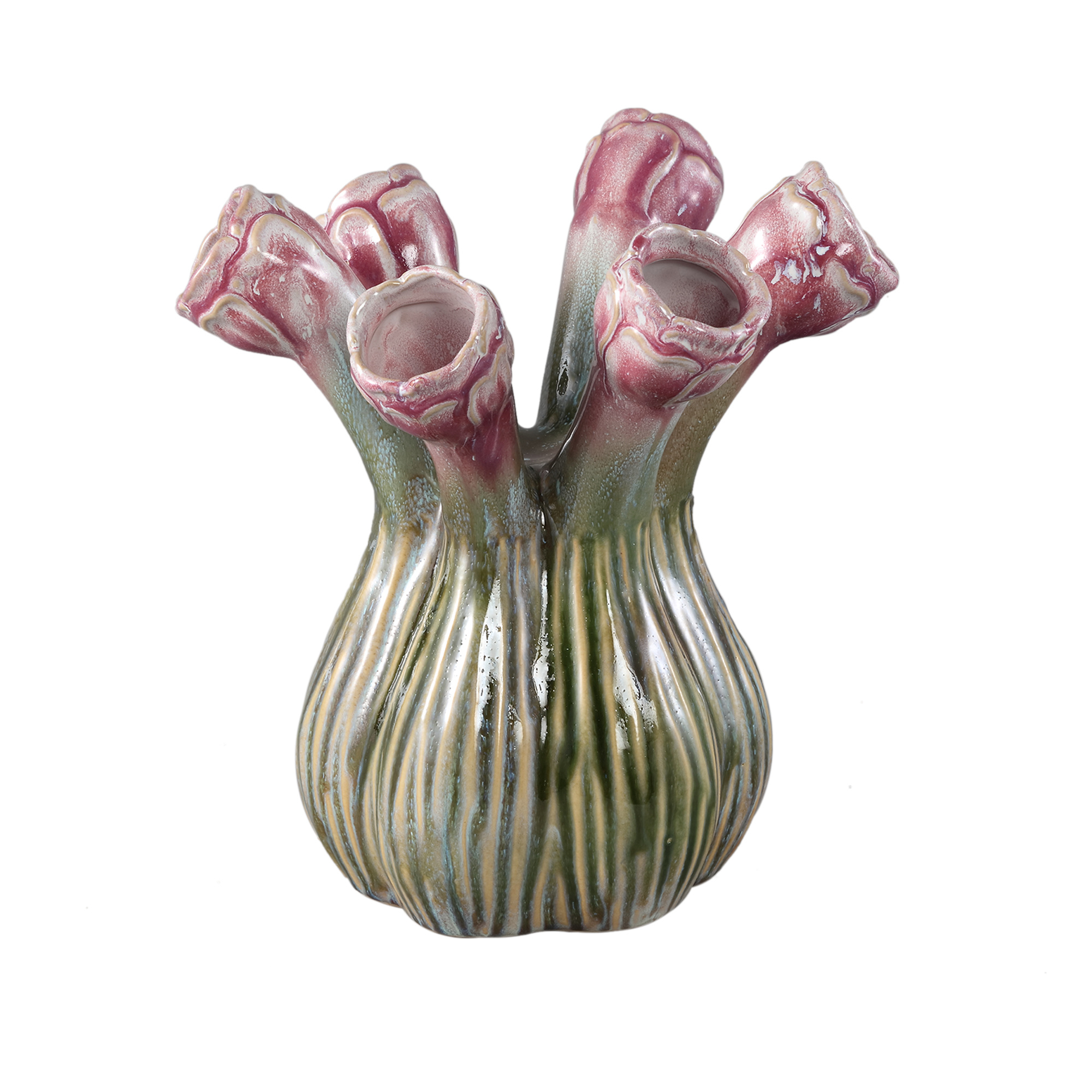 PTMD Annmarie Lilac keramische bloemvormige buisvormige vaas L