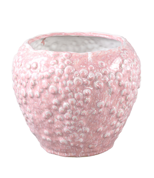 PTMD Avis Roze keramische pot rond gevormde schalen laag XL