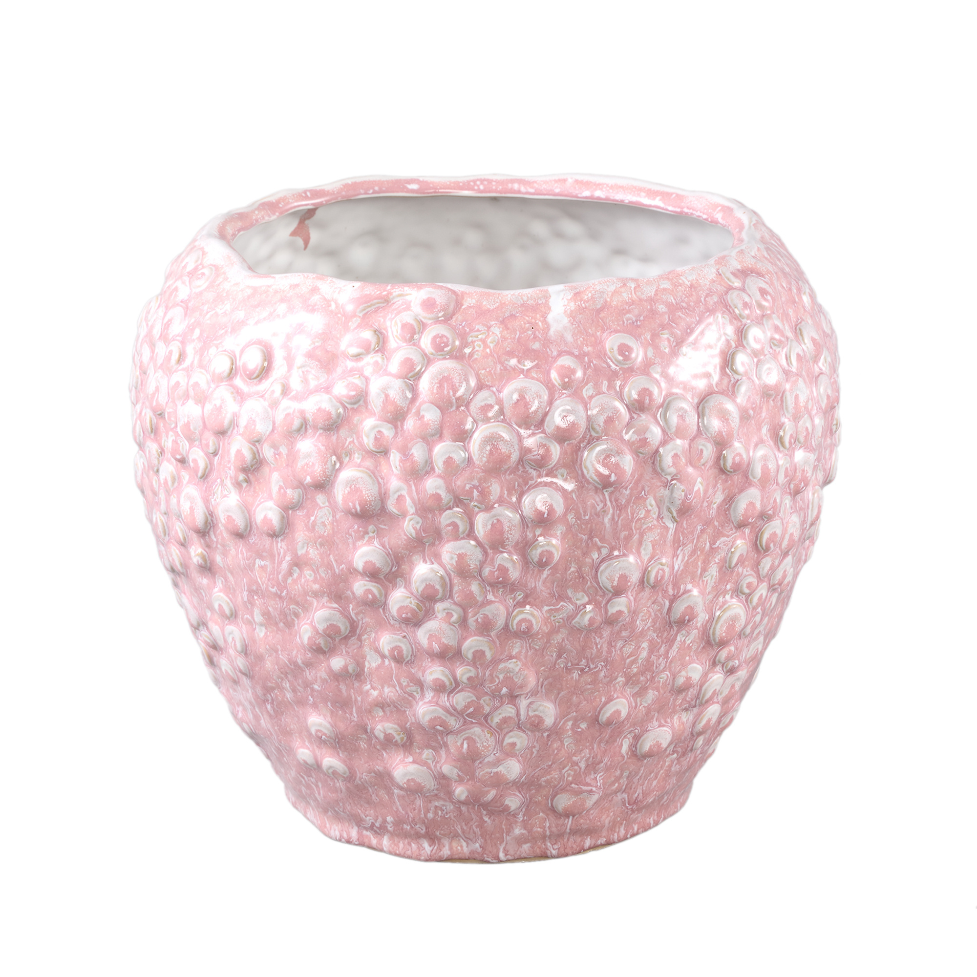 PTMD Avis Roze keramische pot rond gevormde schalen laag XL