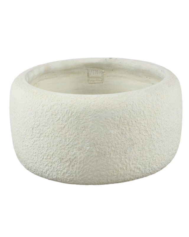 PTMD Evelynn Witte ronde cementen pot laag L