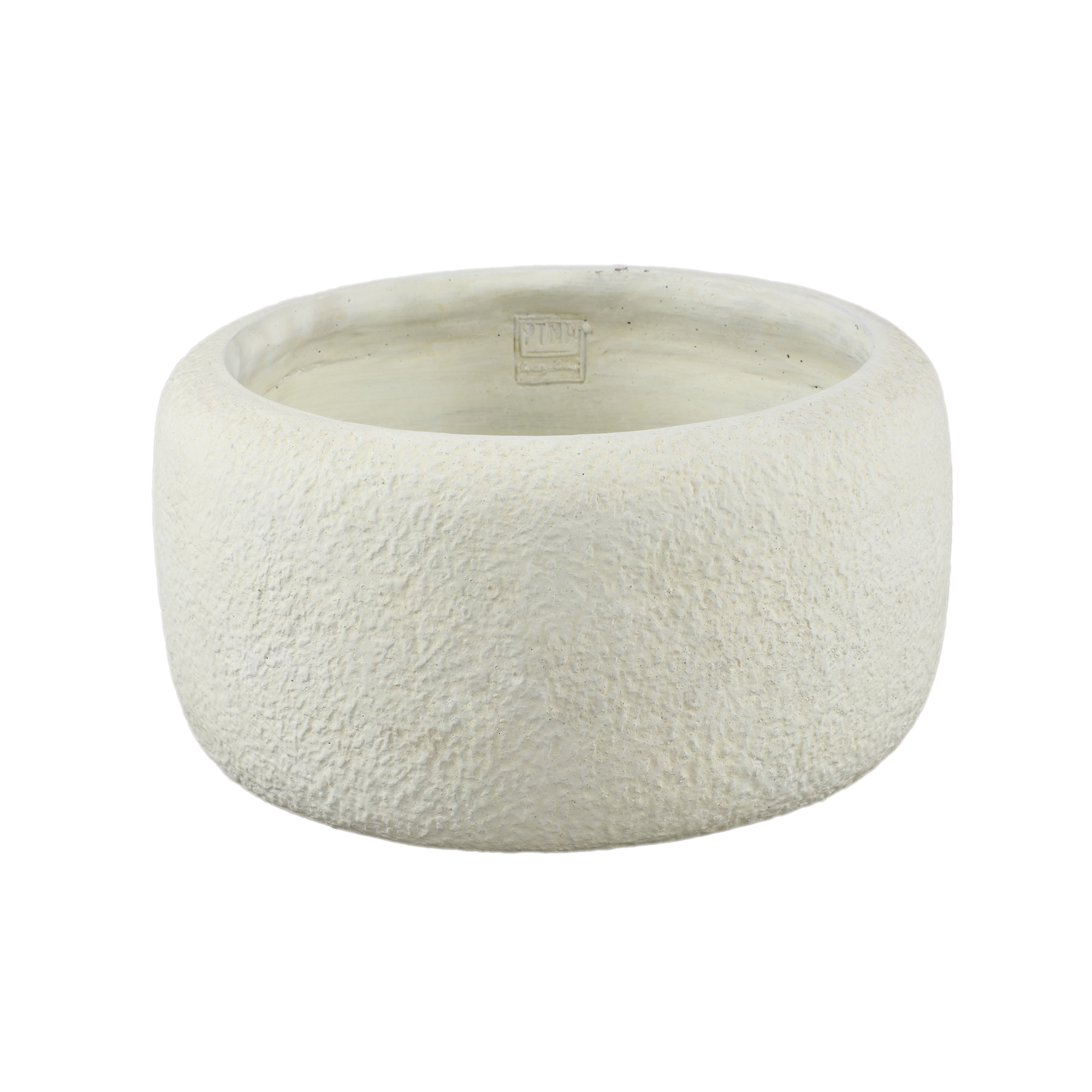 PTMD Evelynn Witte ronde cementen pot laag L